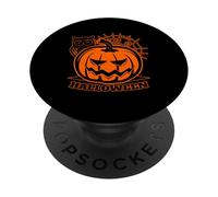 An Owl & Pumpkin Spooky Horror Halloween Graphic PopSockets Adhesive PopGrip