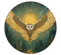 An Owl Soaring with Outstretched Wings, The Starry Sky, And The Forest Jigsaw Puzzles. 1000pcs (67.5x67.5cm) Whimsical Challenge Toy for Educational Games Gifts