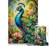 An Peacock Illustration 1000 Piece Jigsaw Puzzle for Adults Logical Think Soft Distraction Seamless Lock Festive Present (38x26cm)