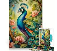 An Peacock Illustration Adults 1000 Piece Jigsaw Puzzle Think Exercise Game Zero Gap Bonding Activity for Loved Ones (50x75cm)