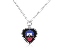 An Skull Flag Cute Pet Urn Necklace Cremation Jewelry for Ashes Heart-shaped Pendants for Dog Cat Lover