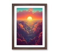 An Ultimate Sunset Framed Print | A4 Walnut Framed Wall Art | Ready to Hang | Modern Landscape Picture | Living Room Bedroom Lounge Office