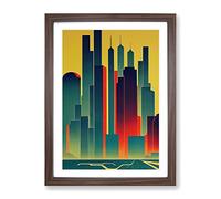 An Unforgettable City Skyline Framed Print for Living Room Bedroom Home Office Décor, Wall Art Picture Ready to Hang, Walnut A3 Frame (34 x 46 cm)
