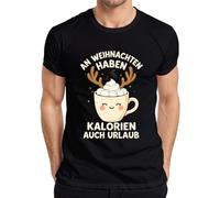 An Weihnachten haben Kalorien auch Urlaub Reindeer Kakao Funny Men's T-Shirt, black, XXL
