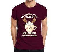 An Weihnachten haben Kalorien auch Urlaub Reindeer Kakao Funny Men's T-Shirt, burgundy, 3XL