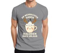 An Weihnachten haben Kalorien auch Urlaub Reindeer Kakao Funny Men's T-Shirt, gray, S