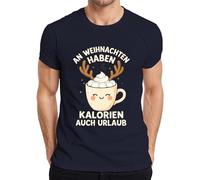 An Weihnachten haben Kalorien auch Urlaub Reindeer Kakao Funny Men's T-Shirt, navy, S