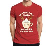 An Weihnachten haben Kalorien auch Urlaub Reindeer Kakao Funny Men's T-Shirt, red, M