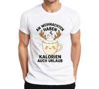 An Weihnachten haben Kalorien auch Urlaub Reindeer Kakao Funny Men's T-Shirt, White, XL