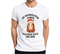 An Weihnachten haben Kalorien Urlaub Pferd Funny Men's T-Shirt, White, 3XL