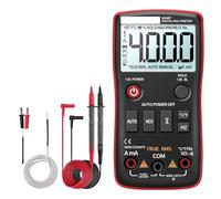 AN113A Digital Multimeter Smart Auto Range 4000 Counts True AC/DC Voltage Temperature Ohm Hz Transistor Tester Meter(Red)