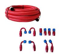 AN4/AN6/AN8/AN10/AN12 Nylon Braided Hose Cooler Line Pipe Swivel End 0+45+90+180 Degree 10pcs Fitting Adaptor(AN8,300cm)