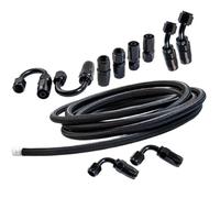 AN6 6AN 5M Nylon Stainless Steel Braided Oil Fuel Line with Fitting Hose End Adapter