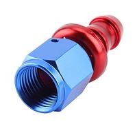 AN6 Aluminum Alloy 45 Degree Push On Twist Lock Fuel Line Hose End Fitting, CNC Machined with Anodized Finish, Easy Assembly, Blue + Red Color, Size: AN6, Straight Fuel (0°)