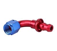 AN6 Aluminum Alloy 45 Degree Push On Twist Lock Fuel Line Hose End Fitting, CNC Machined with Anodized Finish, Easy Assembly, Blue + Red Color, Size: AN6, Straight Fuel (90°)