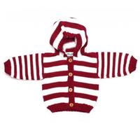Ana Gibb Baby Striped Organic Cotton Cardigan (Color: Bordo, Size: 2-3 Years)