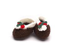 Ana Gibb Knitted Baby Booties (6-12 Months, Christmas Pudding)