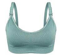 ana wiz Soft and Comfortable Nursing Bra | Adjustable Straps & Easy Open Clips | Wireless & Stretchy Breastfeeding Bra (UK, Alpha, XL, Regular, Regular, Green)