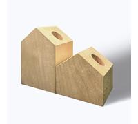 anaan Haven Candle Holder Wood Set of 2 Modern House Shape Candlestick | Creative beech wood bookend & taper candle holder. Minimalist Nordic Christmas decor & housewarming gift set.