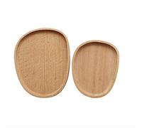 anaan Pebble Wooden Plates Set of 2 Oval Serving Tray Solid Wood for Snacks | Deko serving plates made of solid beech wood: Versatile use as a small trinket dish or elegant snack bowl.