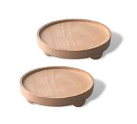 anaan Satel Wooden Tray Round Display Stand Decorative Plates Set Candle | Key bowl with feet. Small footed riser, solid beech wood pot holder (6 inches).