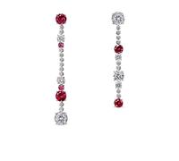 Anabela Chan 14kt white gold and rhodium vermeil Garden & Time Morse Code ruby and diamond earrings - Silver One Size