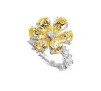 Anabela Chan 18K white gold and rhodium vermeil Marguerite Daisy lab-grown diamond ring - Silver 5-6