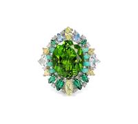 Anabela Chan 18K white gold and rhodium vermeil Poseidon multi-stone ring - Green 6