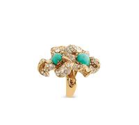 Anabela Chan 18K yellow gold vermeil Blossom turquoise and diamond ring - Silver 5-6-7-8