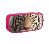 ANABPRMA 3D Tiger Head Pencil Case, Large Capacity Double Layer Student Pen Pouch with 2 Zipped Main Pockets, Multi-Functional Organiser for School, Office, Travelling