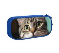 ANABPRMA A Curious Cat Pencil Case, Large Capacity Double Layer Student Pen Pouch with 2 Zipped Main Pockets, Multi-Functional Organiser for School, Office, Travelling