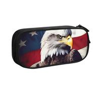 ANABPRMA American Flag Eagle Independence Day Pencil Case, Large Capacity Double Layer Student Pen Pouch with 2 Zipped Main Pockets, Multi-Functional Organiser for School, Office, Travelling