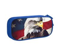 ANABPRMA American Flag Eagle Independence Day Pencil Case, Large Capacity Double Layer Student Pen Pouch with 2 Zipped Main Pockets, Multi-Functional Organiser for School, Office, Travelling