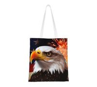 ANABPRMA American Flag Fire Eagle Canvas Tote Bag For Shopping, Work, And School | Lightweight Handbag With Reinforced Handles