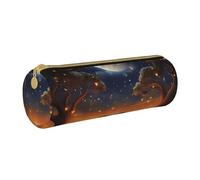 ANABPRMA Animal Elephant Owl Tree Moon Star Leather Pencil Pouch Cylindrical Pen Case for School Office Supplies with Zipper Closure Portable Bag