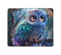 ANABPRMA Anime Owl Rubber Edge Mouse Pad for Office & Gaming, Non-Slip Desk Mouse Mat with Stitched Edges, Multiple Sizes7 x 8.6 in