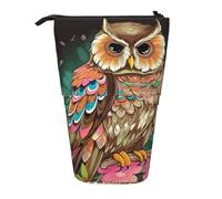 ANABPRMA Anime Owl Telescopic Standing Pencil Case Adjustable Pen Pouch with Zipper Oxford Organizer for School Office