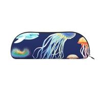 ANABPRMA Aquatic Sea Animal Leather Pencil Bag, Leather Half-Circle Storage Pouch - for Makeup, Pens, and Essentials