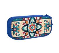 ANABPRMA Arabic Indian Checked Pattern Pencil Case, Large Capacity Double Layer Student Pen Pouch with 2 Zipped Main Pockets, Multi-Functional Organiser for School, Office, Travelling