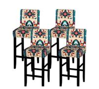 ANABPRMA Arabic Indian Checked Pattern Stretch Bar Stool Cover Counter Stool Slipcover for Armless Chairs Elastic Chair Seat Cover Furniture Protector Home Kitchen Decor