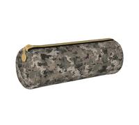 ANABPRMA Army Digital Camouflage Leather Pencil Pouch Cylindrical Pen Case for School Office Supplies with Zipper Closure Portable Bag