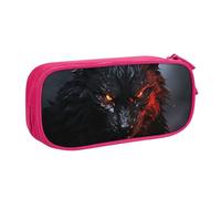 ANABPRMA Big Black Wolf with Red Eyes Pencil Case, Large Capacity Double Layer Student Pen Pouch with 2 Zipped Main Pockets, Multi-Functional Organiser for School, Office, Travelling