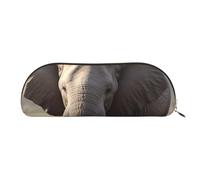 ANABPRMA Big Ears Elephant Leather Pencil Bag, Leather Half-Circle Storage Pouch - for Makeup, Pens, and Essentials