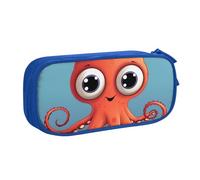 ANABPRMA Big-Eyed Red Octopus Pencil Case, Large Capacity Double Layer Student Pen Pouch with 2 Zipped Main Pockets, Multi-Functional Organiser for School, Office, Travelling