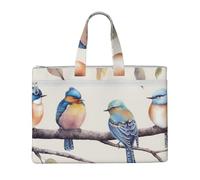 ANABPRMA Birds Sitting on Branch Canvas File Bag with Zipper, Document Organizer Tote, Double Layer Portable File Pouch for Office Travel