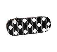 ANABPRMA Black White Race Checkered Flag Hard Shell Leather Pencil Case, Multi-Use Zipper Box for Stationery, Makeup or Small Accessories
