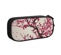 ANABPRMA Blooming Cherry Tree Pencil Case, Large Capacity Double Layer Student Pen Pouch with 2 Zipped Main Pockets, Multi-Functional Organiser for School, Office, Travelling