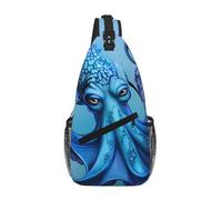 ANABPRMA Blue Octopus2_1 Men'S Casual Sling Bag, Crossbody Chest Backpack With Multiple Pockets For Travel & Daily Use
