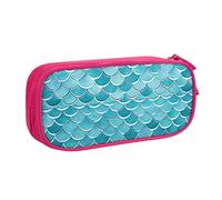 ANABPRMA Blue Waves Squama Mermaid Scale Pencil Case, Large Capacity Double Layer Student Pen Pouch with 2 Zipped Main Pockets, Multi-Functional Organiser for School, Office, Travelling
