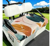 ANABPRMA Boho Leaves Golf Cart Seat Cover Terry Cloth Seat Towel for Most 2 Passenger Golf Carts Soft Washable Seat Protector with Armrest Openings 79 x130 cm